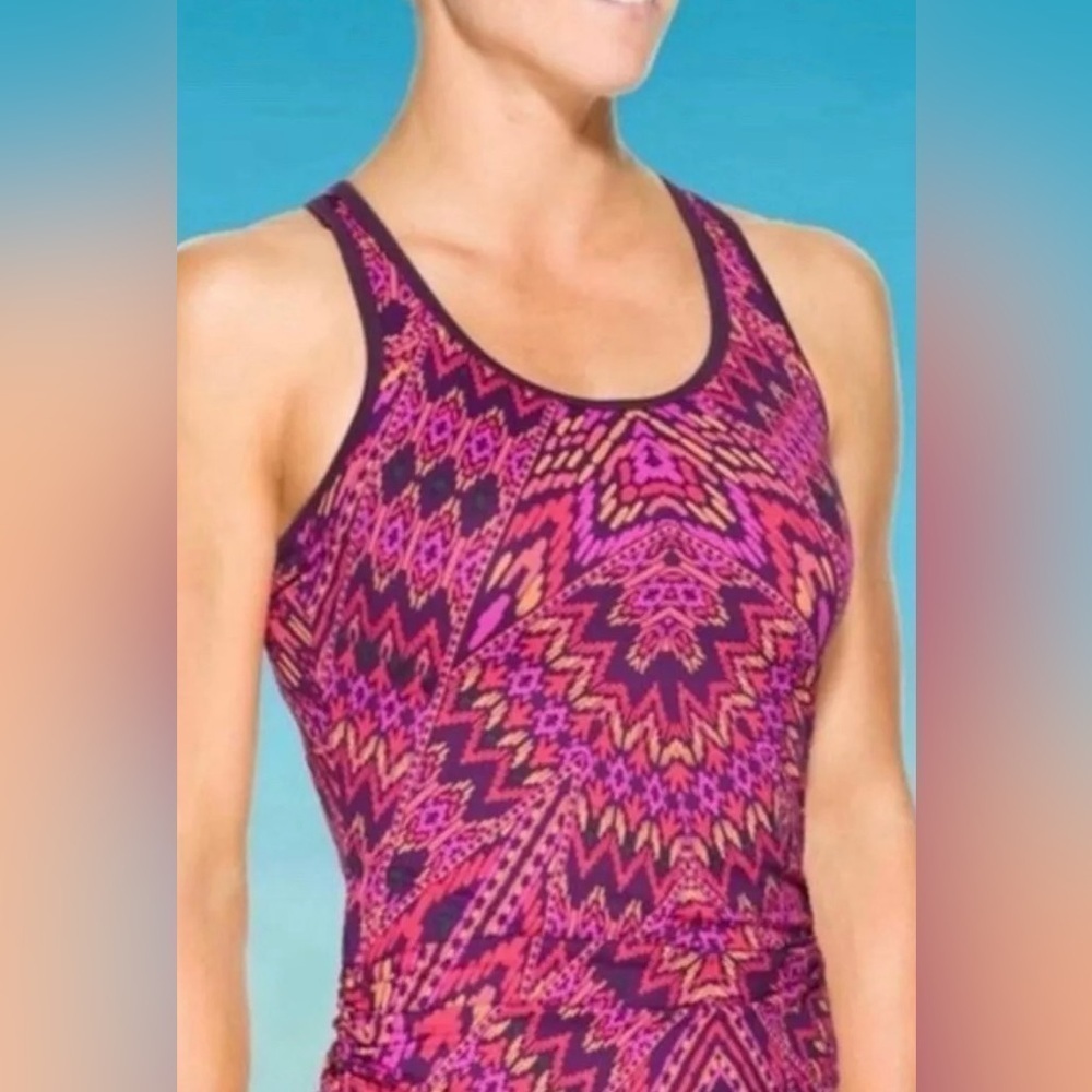 Athleta Cayo Coco Ready To Run Tankini Top Paisley Floral Swim Top Small